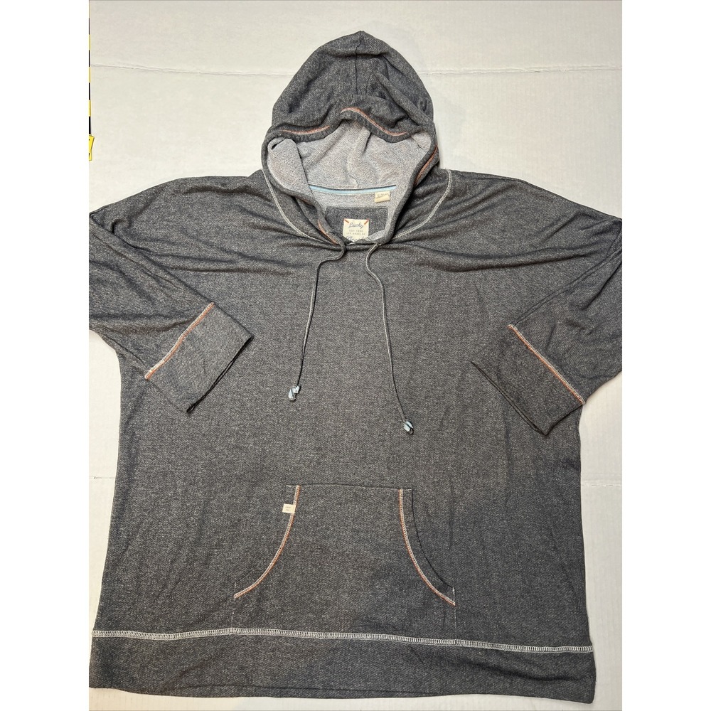 Lucky Brand Lucky You‎ Hoodie Women's XL 3/4 Sleeve Oversized Gray Drawstring